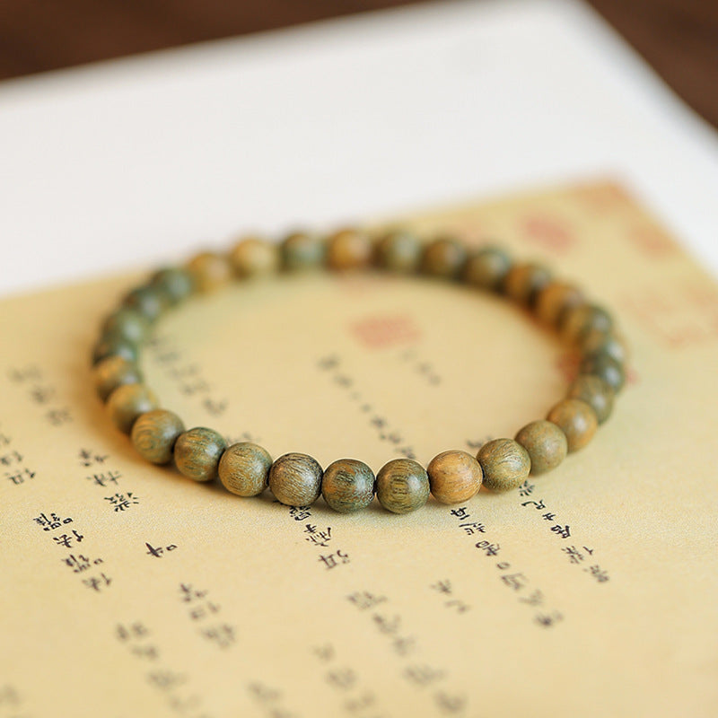 Original Old Material Green Sandalwood Buddha Beads Bracelet