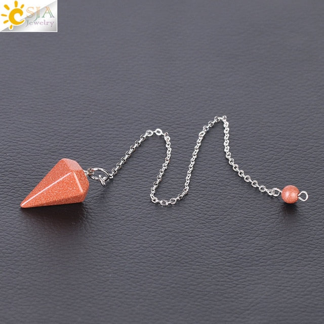 Natural Stone Hexagonal Reiki Pendulum