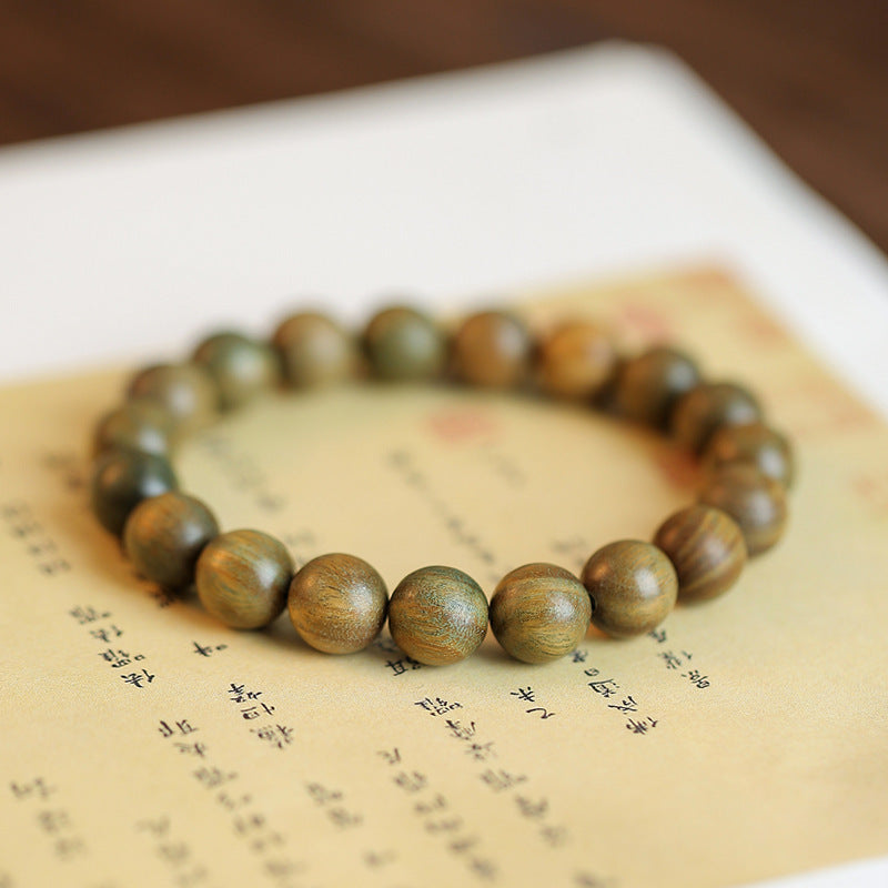 Original Old Material Green Sandalwood Buddha Beads Bracelet