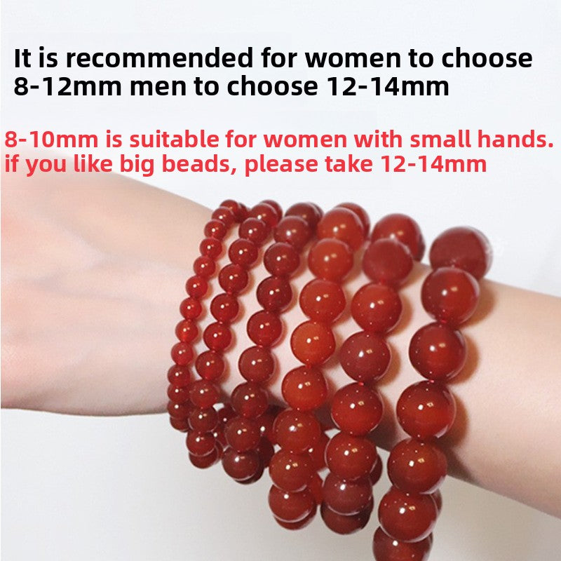 Natural Agate Bead Bracelet | Red & White | 4 Sizes