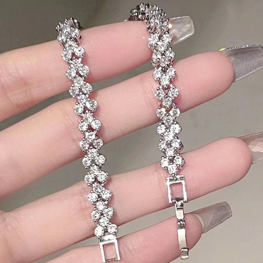 Geometric Diamond Bracelet Women Light Luxury Design