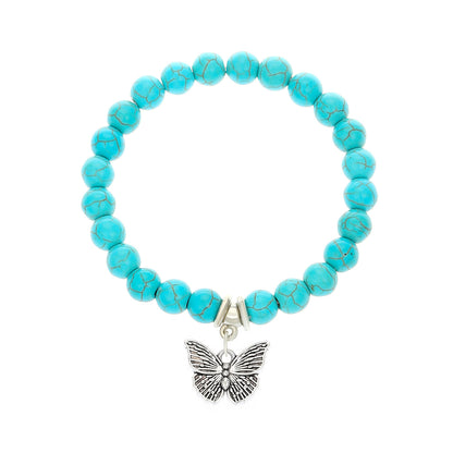 Vintage Alloy Bracelet with Butterfly and Turtle Designs
