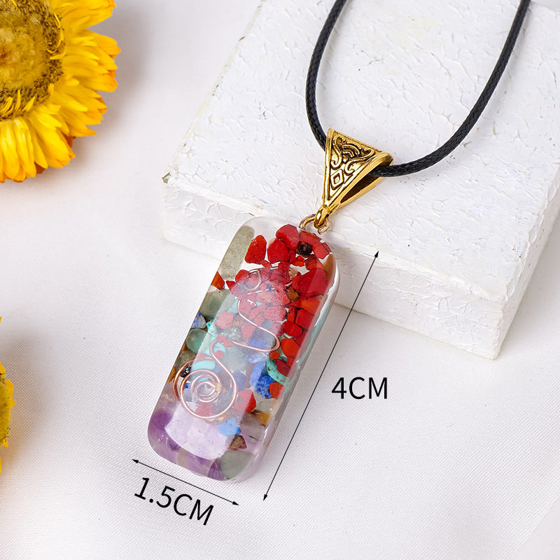 Rainbow Orgone Crystal Resin Pendant Necklace