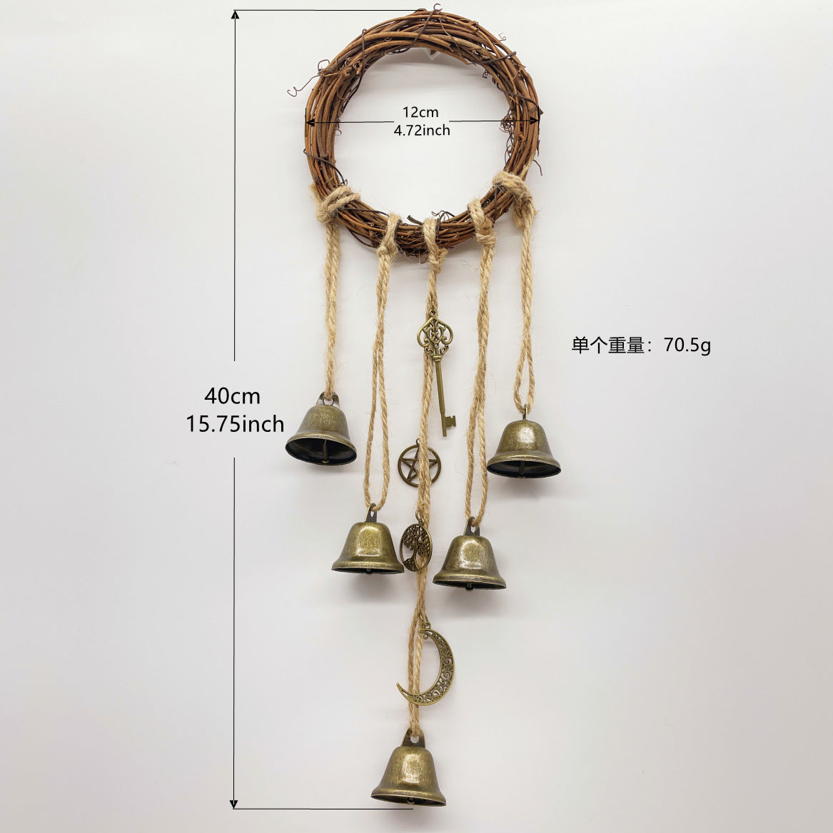 Witch Bell Door Handle Protection Pendant Good Luck Vine Wind Chime Outdoor Wind Chime Door Christmas Bell Hanging Decoration String
