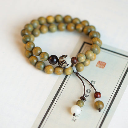 Original Old Material Green Sandalwood Buddha Beads Bracelet