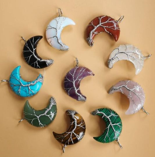 Tree of Life Natural Stone Pendant Necklace
