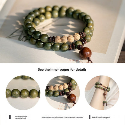 Original Old Material Green Sandalwood Buddha Beads Bracelet