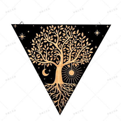 Bohemian Wall Decor Sun Moon Yoga Wall Decor Lozenge Wood Eye Sign Triangle Pendulum Board