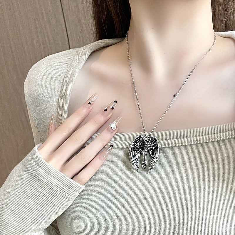 Angel Wings Cross Pendant Necklace | Vintage Punk Style