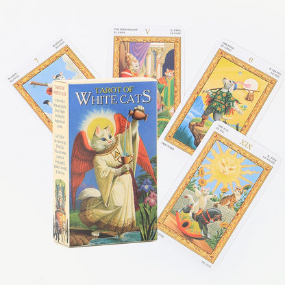 Spanish Oracle Card Tarot White Cat Wheel of Year Tarot
