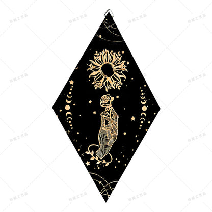 Bohemian Wall Decor Sun Moon Yoga Wall Decor Lozenge Wood Eye Sign Triangle Pendulum Board
