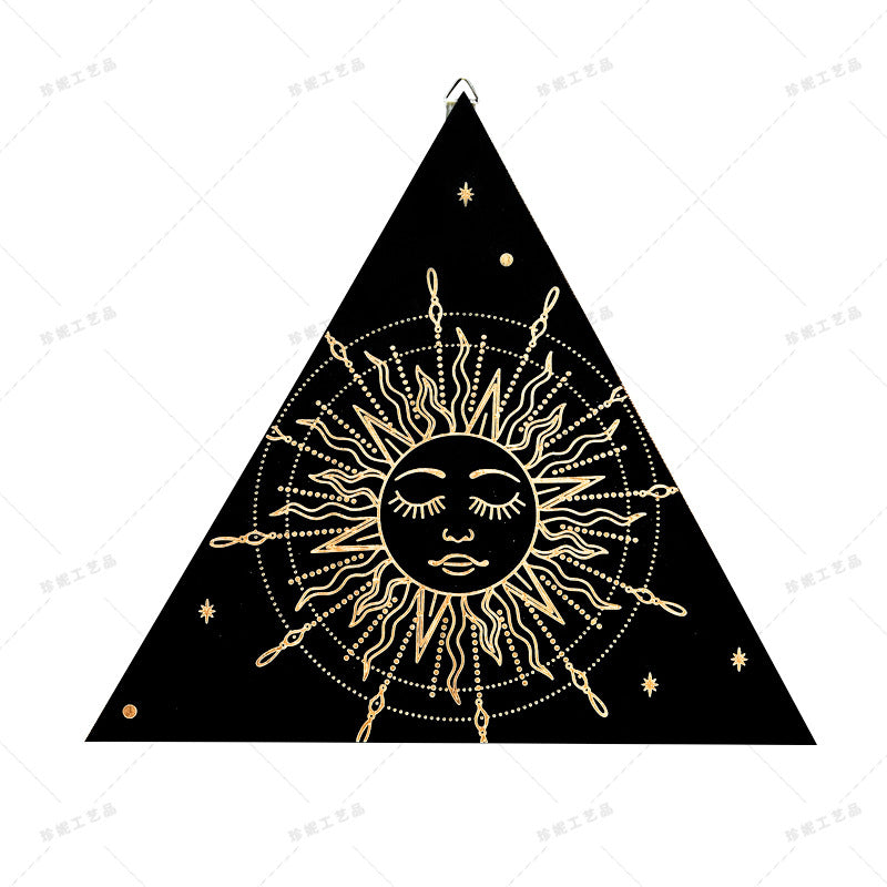 Bohemian Wall Decor Sun Moon Yoga Wall Decor Lozenge Wood Eye Sign Triangle Pendulum Board