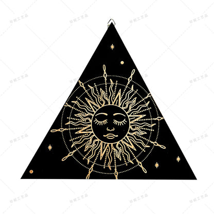 Bohemian Wall Decor Sun Moon Yoga Wall Decor Lozenge Wood Eye Sign Triangle Pendulum Board