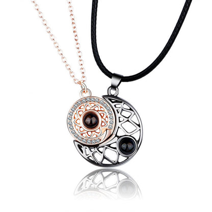 Heart Sun Moon Magnetic Projection Necklace