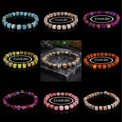 Square Natural Stone Bracelet Handmade Unisex Jewelry