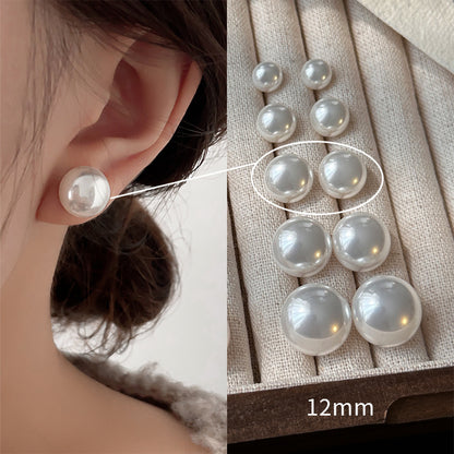 925 Silver Dome Pearl Stud Earrings
