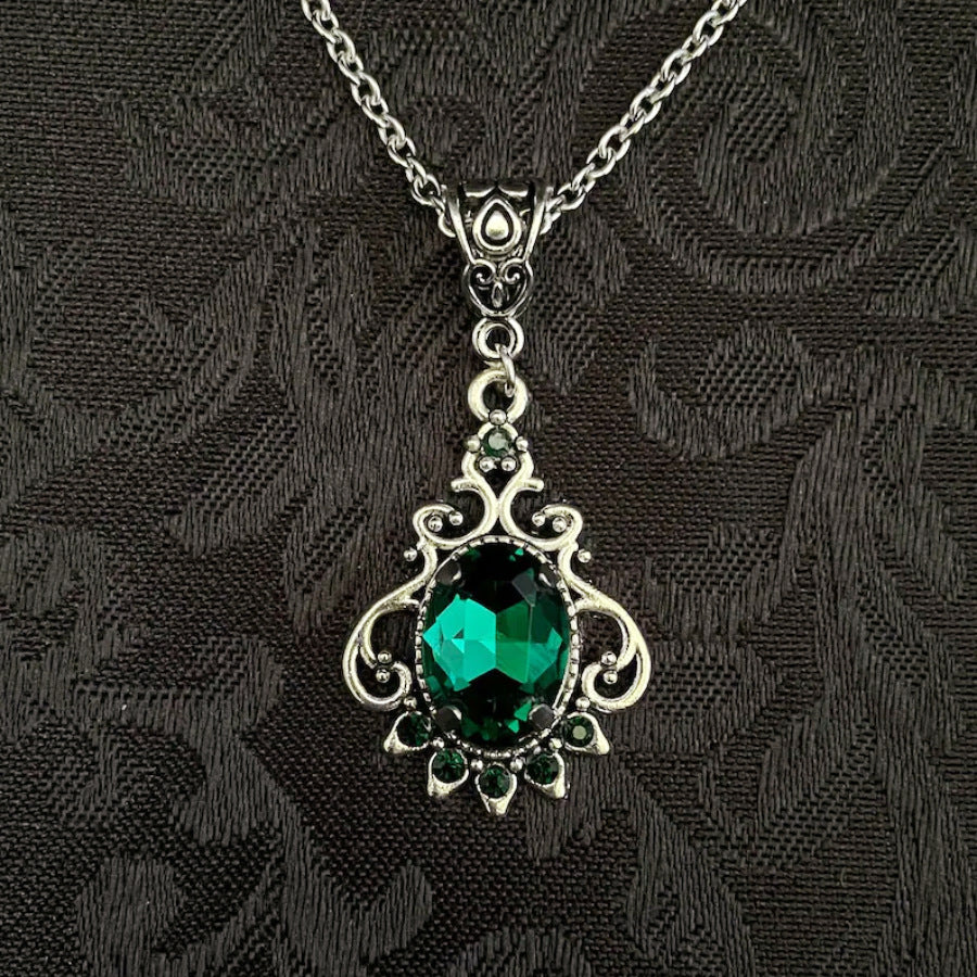 Victorian Filigree Gemstone Drop Necklace
