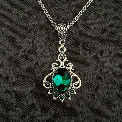 Victorian Filigree Gemstone Drop Necklace