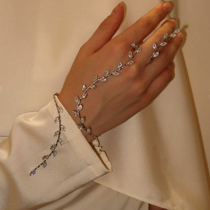 Rhinestone Leaf Bracelet for Women