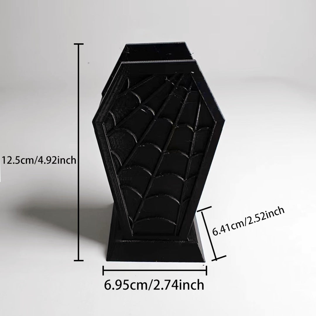 Cross-Border Gothic Coffin-Shaped Spider Web Makeup Brush Holder Bedroom Dresser Decoration Ornaments Creative Ornaments