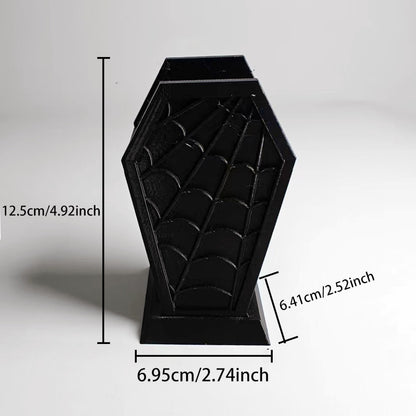 Cross-Border Gothic Coffin-Shaped Spider Web Makeup Brush Holder Bedroom Dresser Decoration Ornaments Creative Ornaments