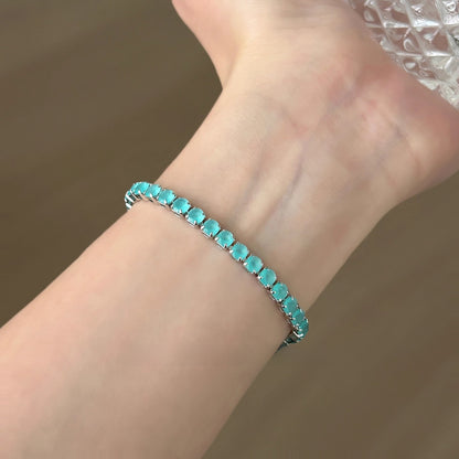 Geometric Lake Blue Diamond Electroplated Copper Bracelet