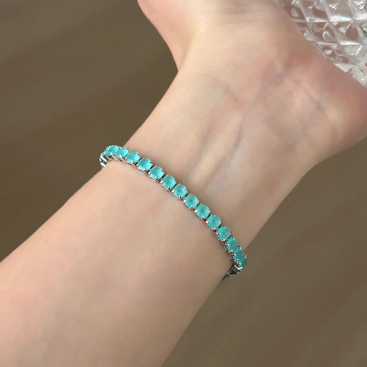 Geometric Lake Blue Diamond Electroplated Copper Bracelet