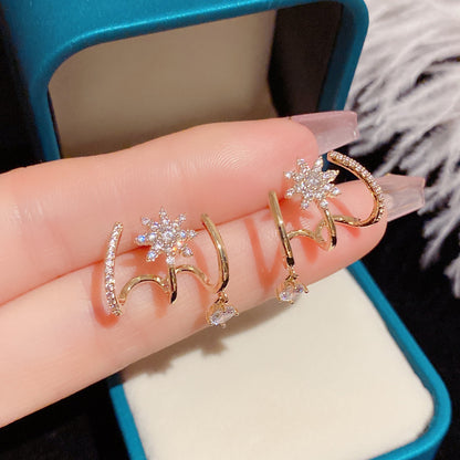 Geometric Zircon Star Earrings with 925 Silver
