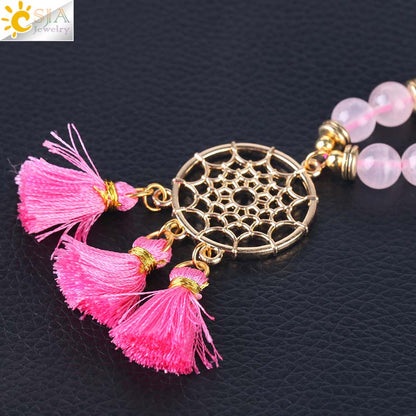 108 Mala Bead Bracelet with Dreamcatcher Tassel