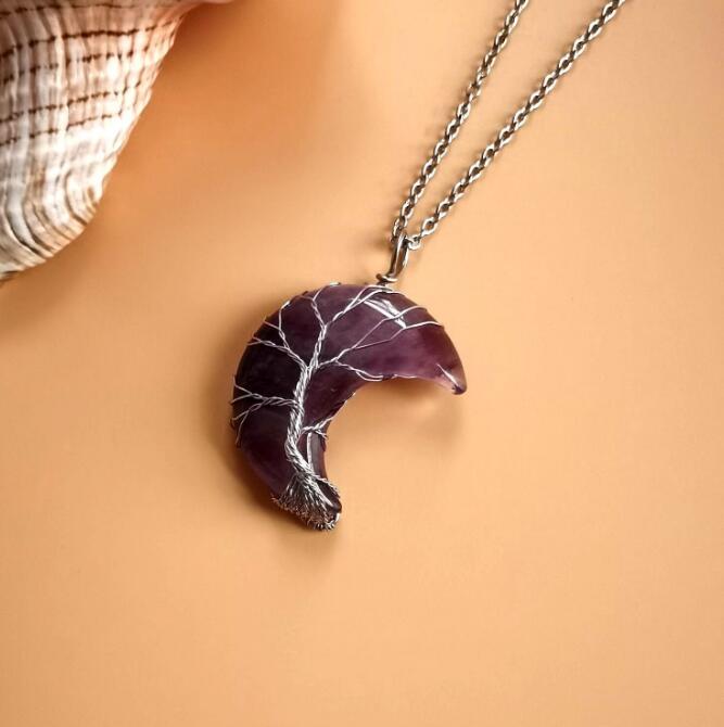 Tree of Life Natural Stone Pendant Necklace
