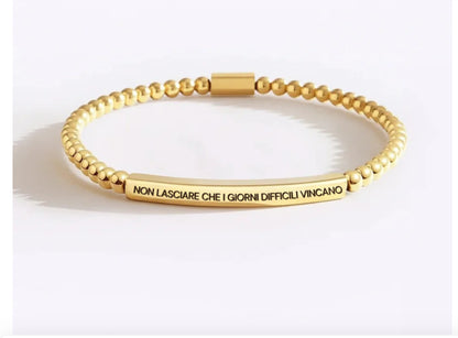 Stainless Steel Silver Bead Curved Tube Bracelet for Women