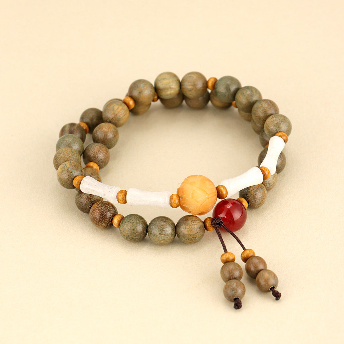 Original Old Material Green Sandalwood Buddha Beads Bracelet