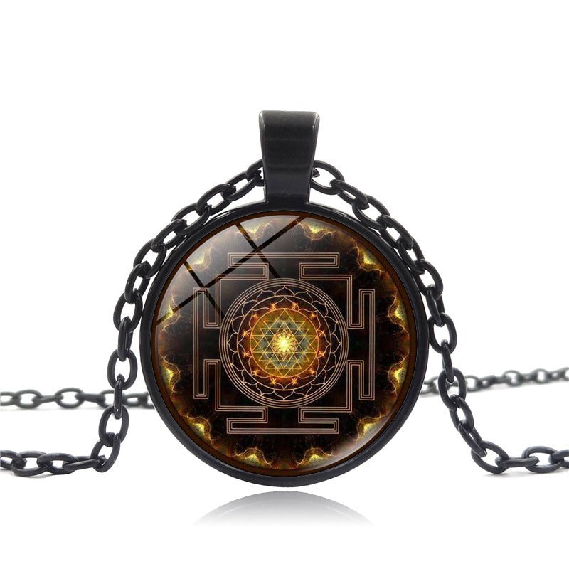 Sacred Yantra Geometric Pendant Necklace