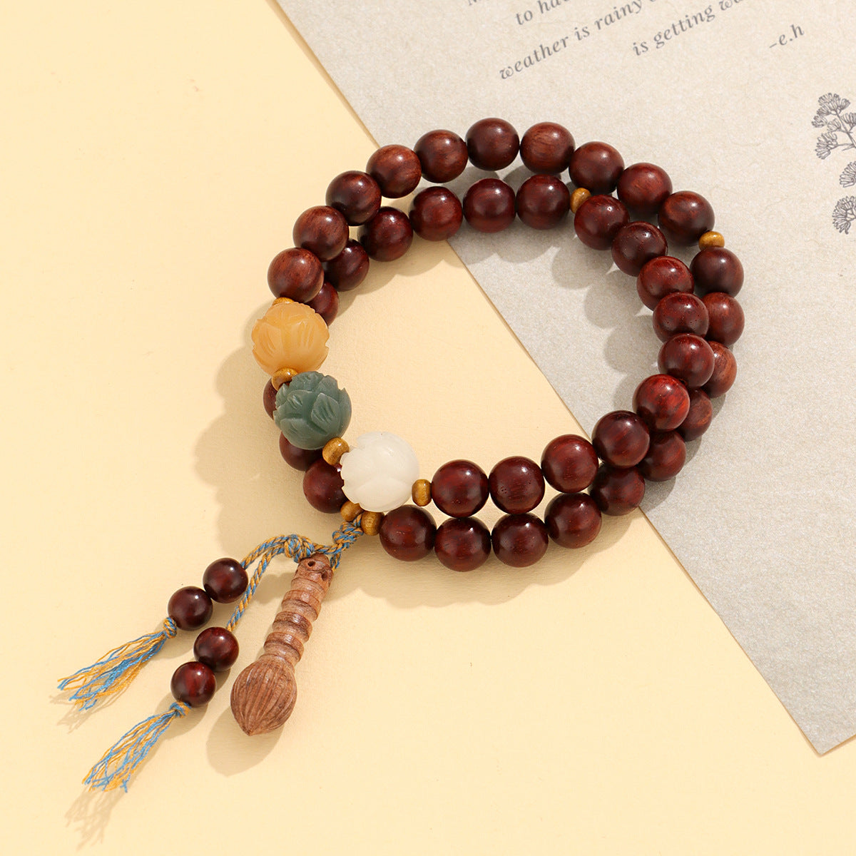 Original Old Material Green Sandalwood Buddha Beads Bracelet