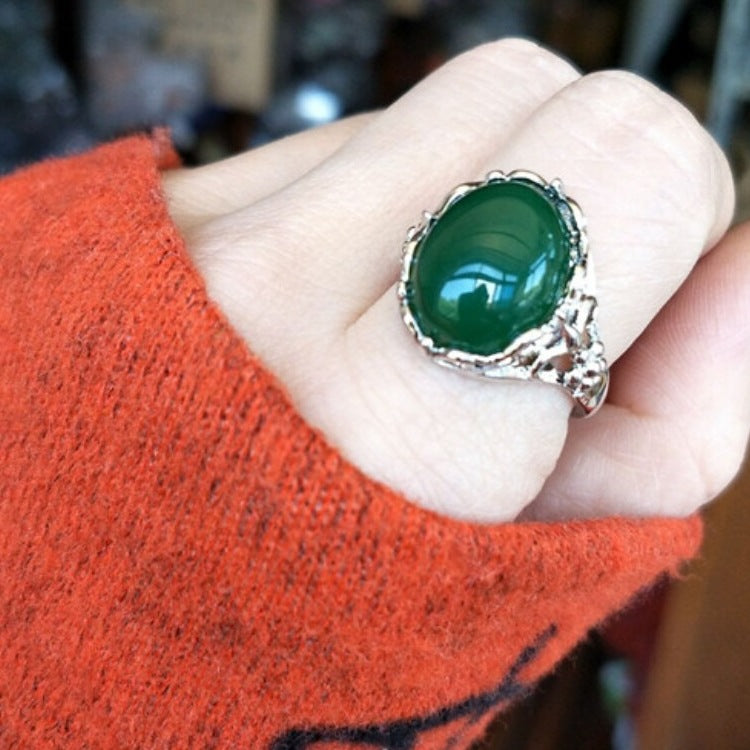 Sterling Silver Open Adjustable Gemstone Ring