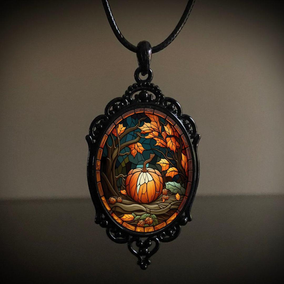 Retro Gothic Crow & Cross Pendant Necklace