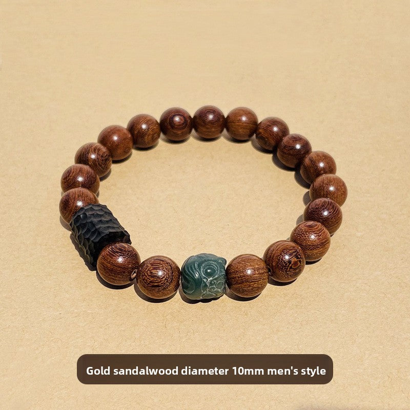 Original Old Material Green Sandalwood Buddha Beads Bracelet