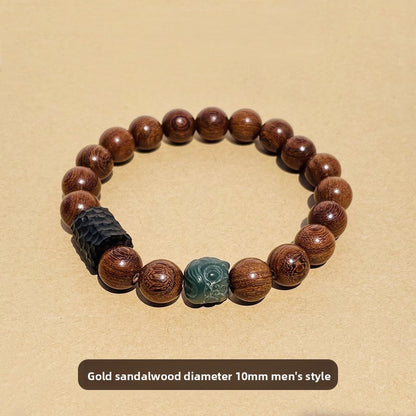 Original Old Material Green Sandalwood Buddha Beads Bracelet