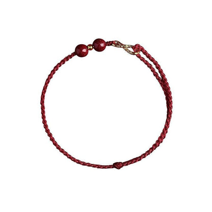 Red Rope Cinnabar Bead Bracelet