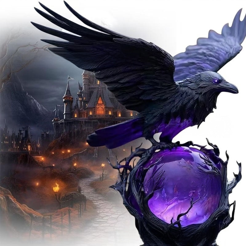 Gothic Raven Moonlight LED Resin Lamp