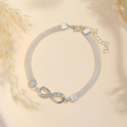 Diamond Accent Lucky Number Alloy Bracelet