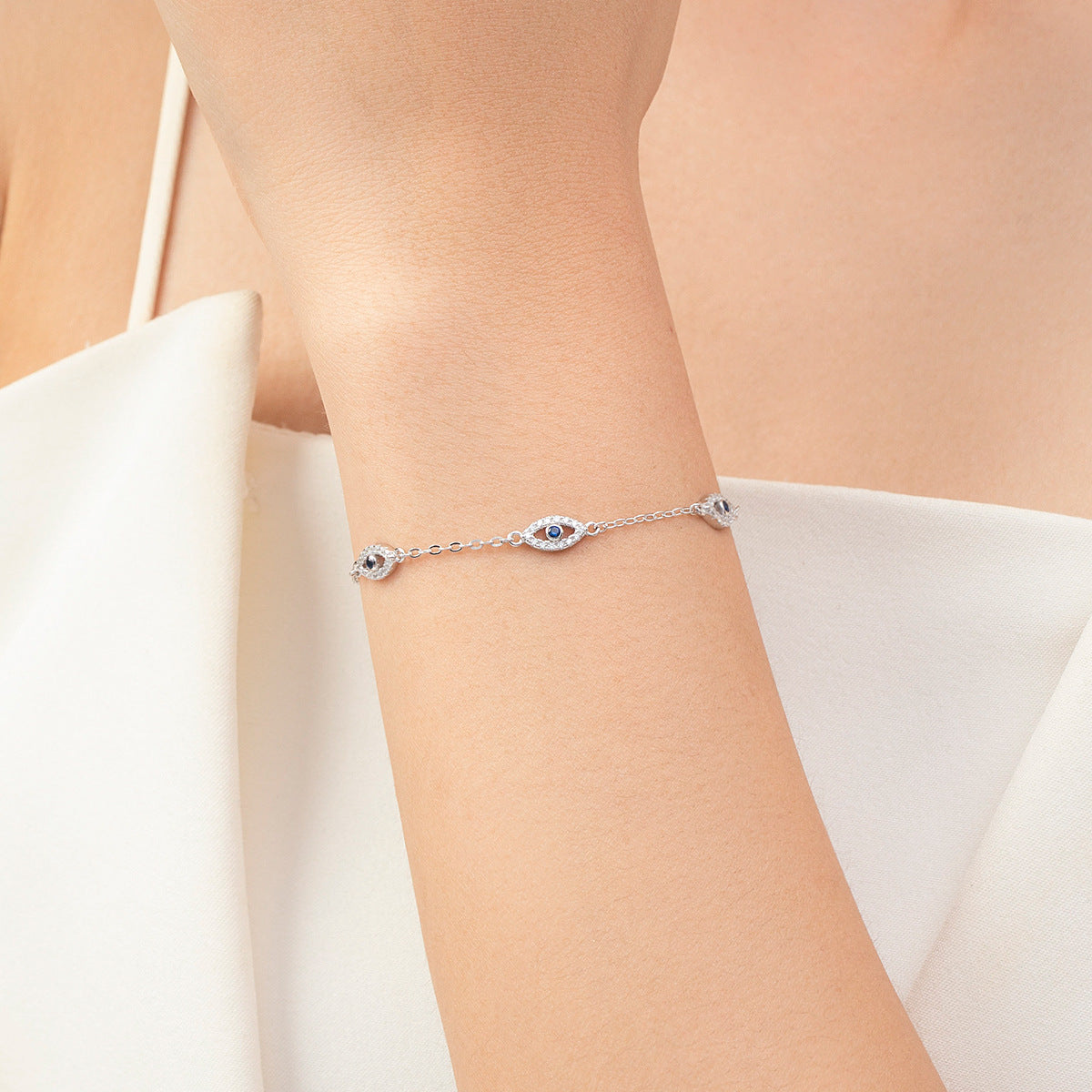 S925 Sterling Silver Evil Eye Bracelet