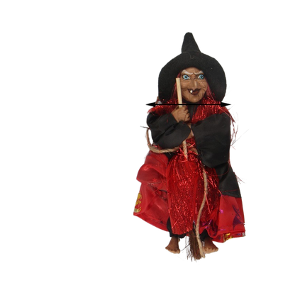 Vintage Witch & Broomstick Halloween Pendant Ornament