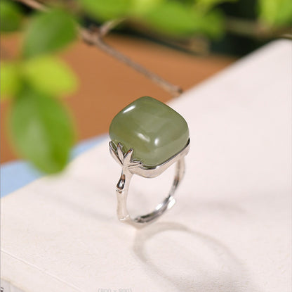 Sterling Silver Open Adjustable Gemstone Ring