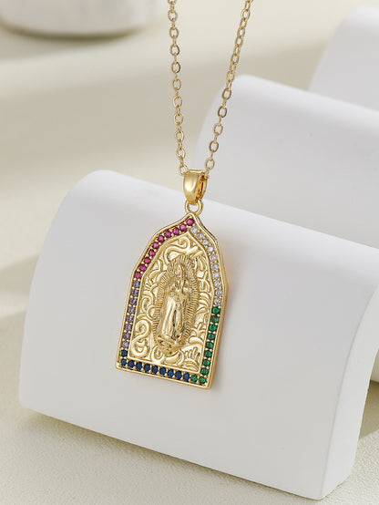 Virgin Mary Zircon Pendant Necklace | Gold & Silver | 25 Styles