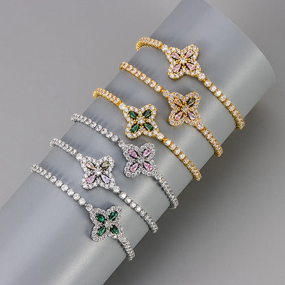 Zircon Floral Adjustable Bracelet