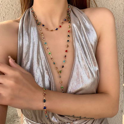 Colorful Polka Dot Long Necklace Bracelet