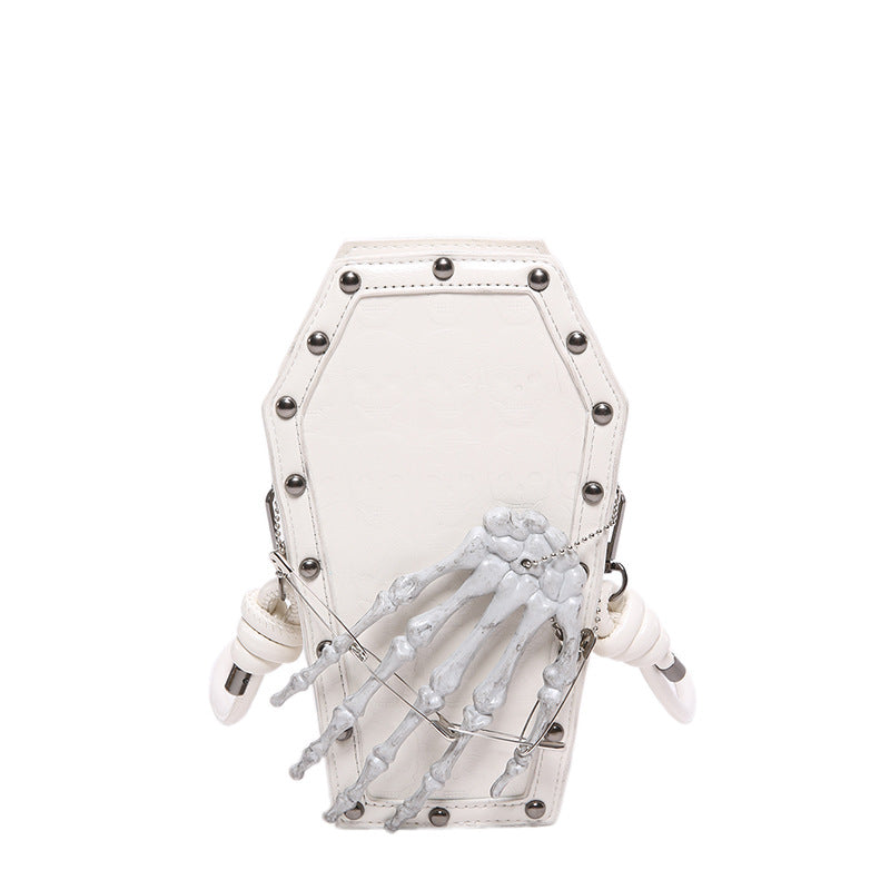 Gothic Style Women's Shoulder Bag with Skeleton Hand Design