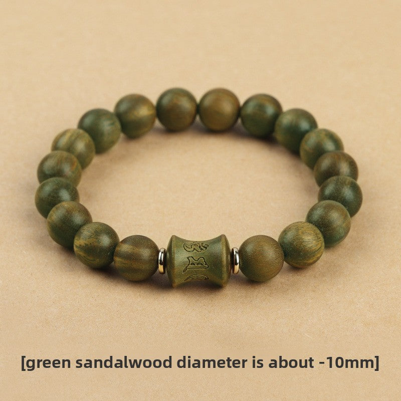Original Old Material Green Sandalwood Buddha Beads Bracelet