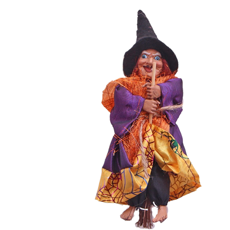 Vintage Witch & Broomstick Halloween Pendant Ornament
